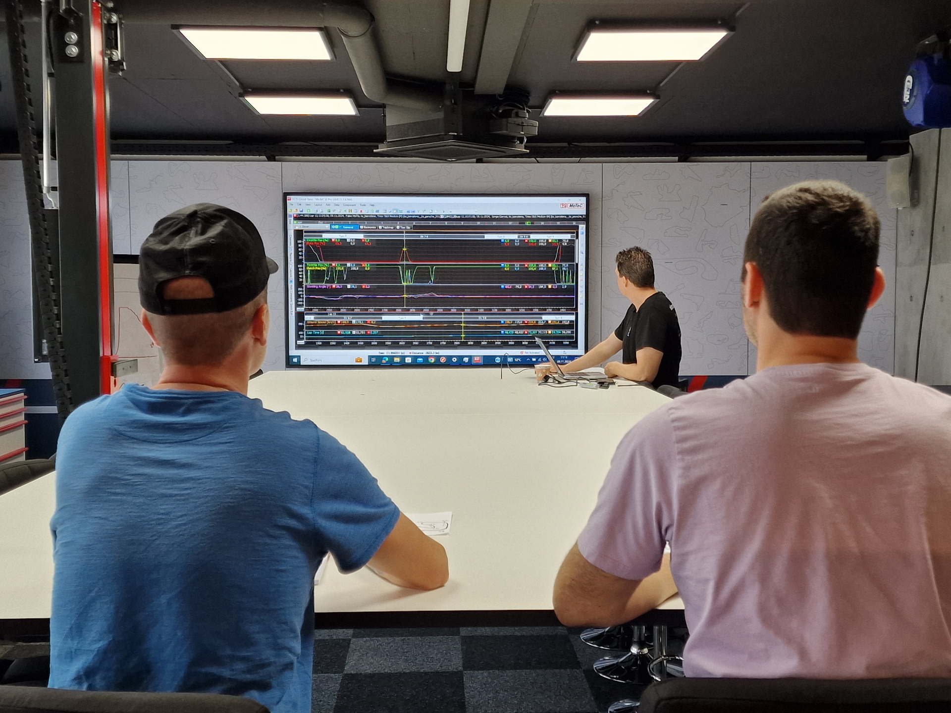 Telemetrie-Debrief auf grosser Leinwand